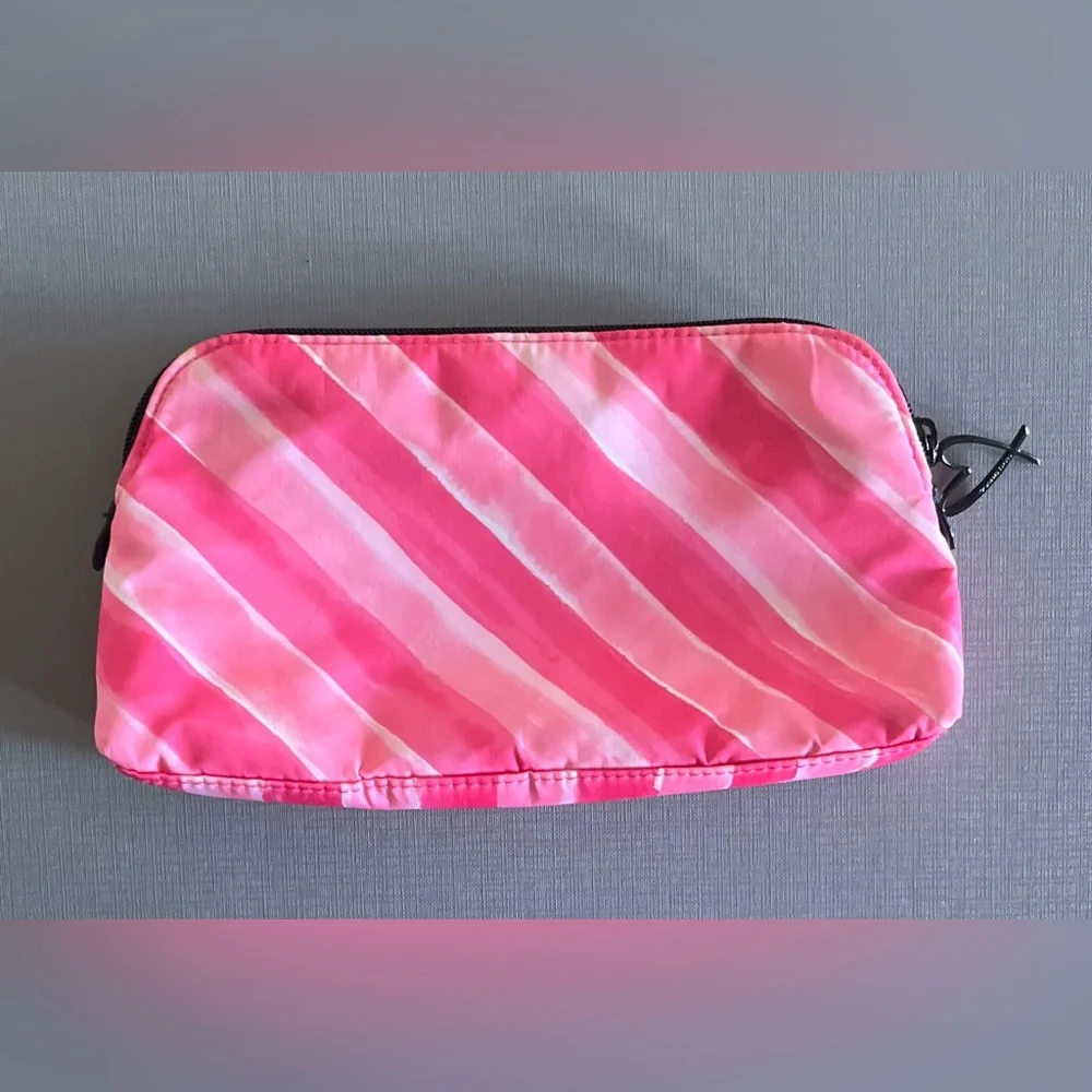 Victoria's Secret Signature Stripes Beauty Bag Pink Travel Cosmetics Pouch